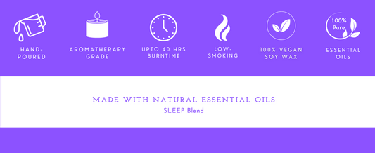 User Manual S&G Creations Essential Oil Sleep Blend Soy Wax Candle. Made with Lavender + Chamomile Essential Oil Sleep Blend.