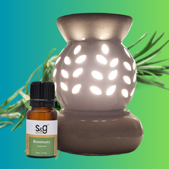 AROMA: Ceramic Oil Diffuser Electric with Rosemary Essential Oil 10ml