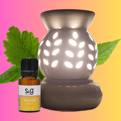 Ceramic Oil Diffuser Electric with Patchouli Essential Oil 10ml 