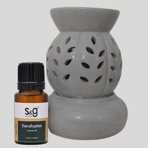 DIY AROMA: Ceramic Oil Diffuser Electric with Eucalyptus Essential Oil 10ml